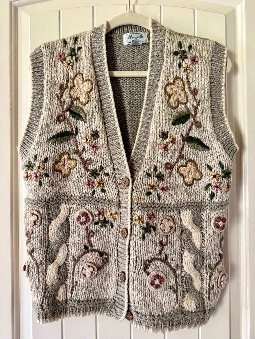 Vintage Margules Hand Embroidered Sweater Vest 1990's